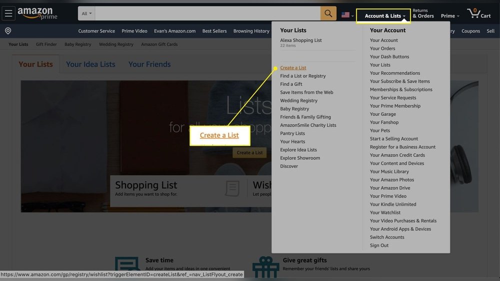 how to add gift idea to amazon list