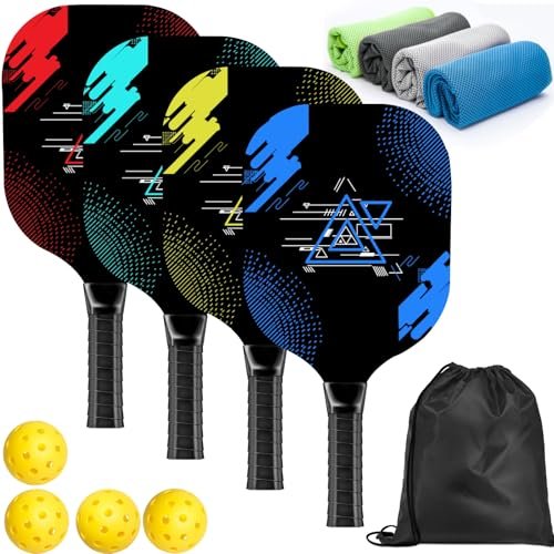AOPOUL Pickleball Set with 4 Premium Wood Paddles and Bag.