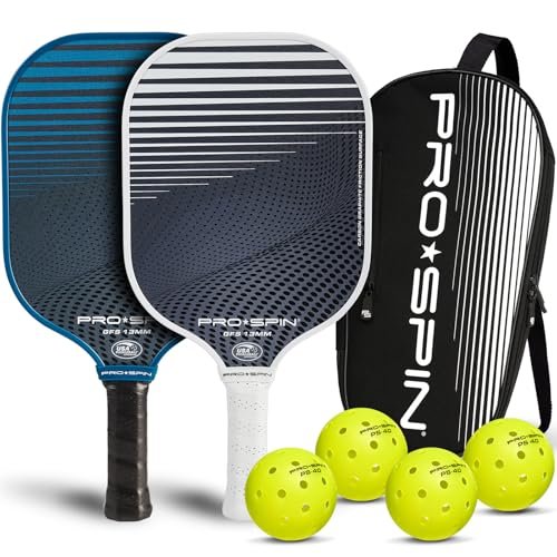 PRO SPIN Carbon Fiber Pickleball Paddles Set with Covers and